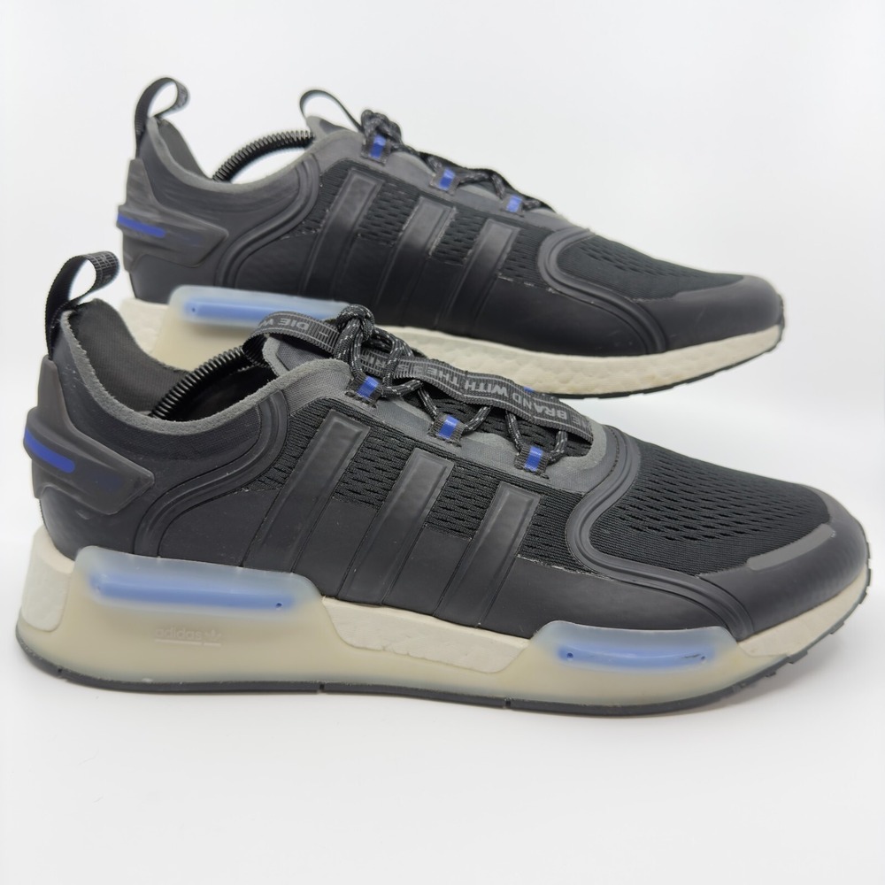Adidas NMD v3 Mens 12 Black Blue White Rush Running Shoe Trainer Sneaker Stripes